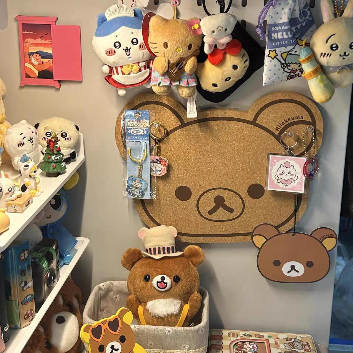 Rilakkuma chiikawa marron cream felt cork board with pins