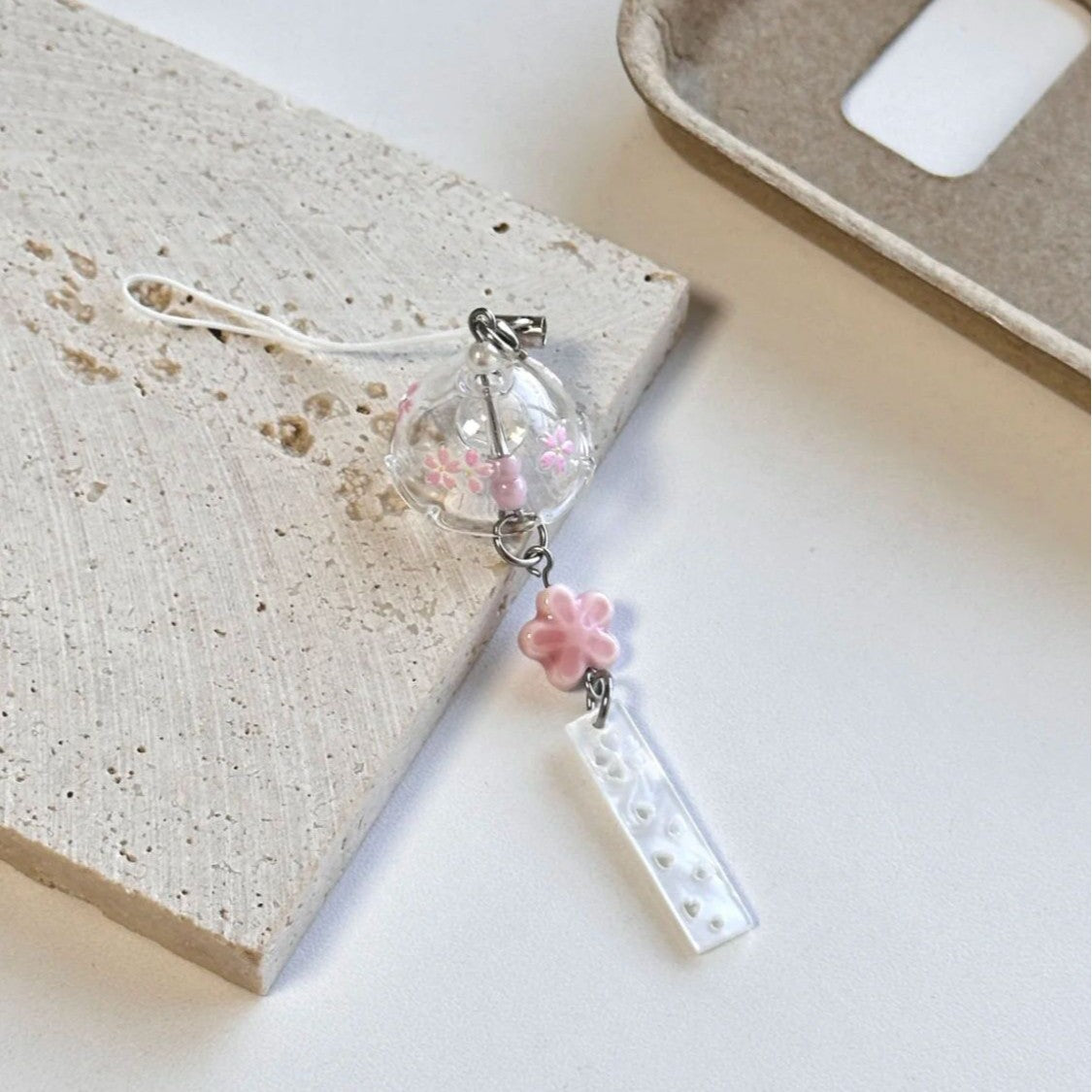 Cute Sakura Windbell Trinket for Phone Clover Wind Chimes Phone Charm Water Lemon bag charm
