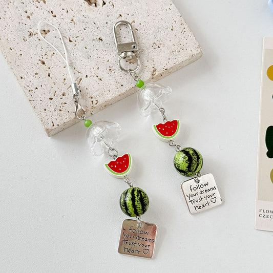 Cute Sakura Windbell Trinket for Phone Clover Wind Chimes Phone Charm Water Lemon bag charm